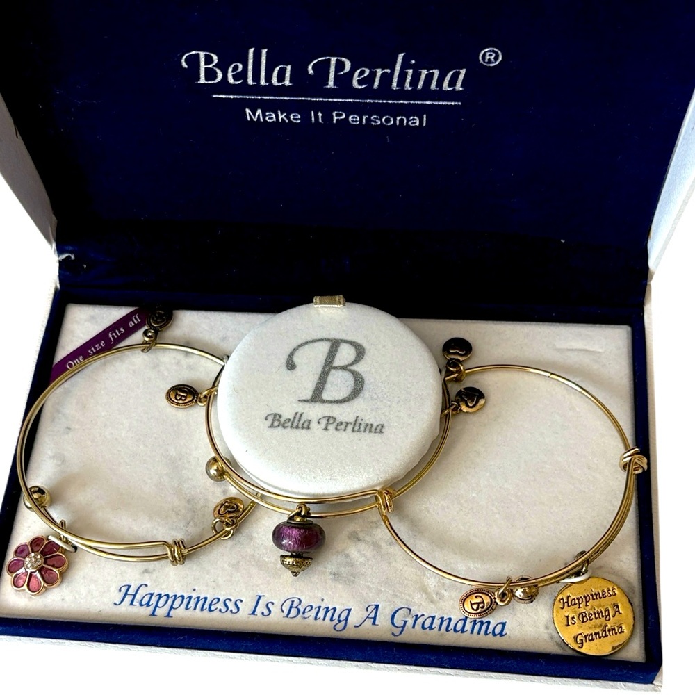 Bella Perlina Set of 3 Bangle Bracelets theme Happiness is Being A Grandmother